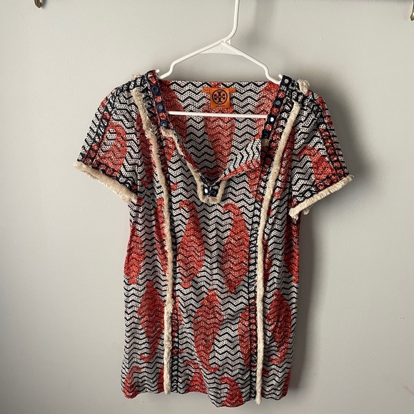 Tory Burch Liseth fringe tunic swim cover up size 4 - Picture 1 of 3